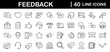 Feedback set of web icons in line style. Feedback and Review icons for web and mobile app. Customer relationship management. Star rating, satisfaction, emotion, testimonials, quick response, chat.