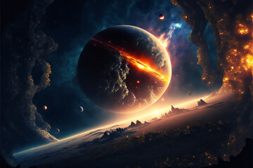 Wall Mural - Exploring the Universes Beyond Our World: Photorealistic Visualization of Galaxies, Star Systems, and Solar Systems, with Generative AI to Unlock the Mysteries of the Universe - A 3D Galaxy Journey