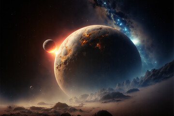 Wall Mural - Exploring the Universes Beyond Our World: Photorealistic Visualization of Galaxies, Star Systems, and Solar Systems, with Generative AI to Unlock the Mysteries of the Universe - A 3D Galaxy Journey