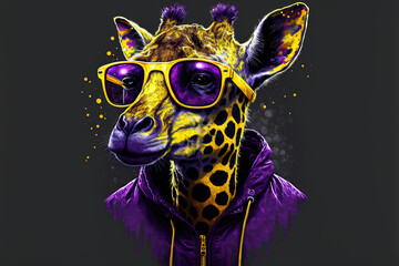 Wall Mural - Style giraffe. vibrant colors. Illustration. art