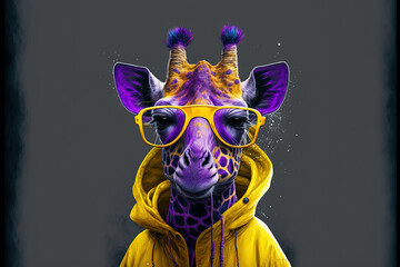 Sticker - Style giraffe. vibrant colors. Illustration. art