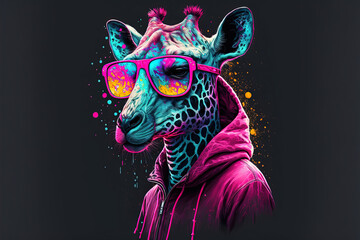 Poster - Style giraffe. vibrant colors. Illustration. art