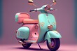 pink vintage vespa scooter in the studio made with generative ai, pastel colors, 3d illustration, dolce vita