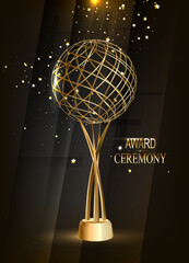 Wall Mural - Golden trophy, gold cup award. Realistic vector illustration isolated