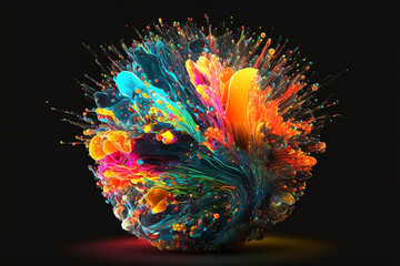 abstract colourful paint explosion. generative ai, this image is not based on any original image.