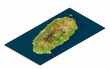 3d model of Jeju Island, South Korea. Isometric map virtual terrain 3d for infographic