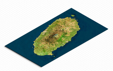 3d model of jeju island, south korea. isometric map virtual terrain 3d for infographic