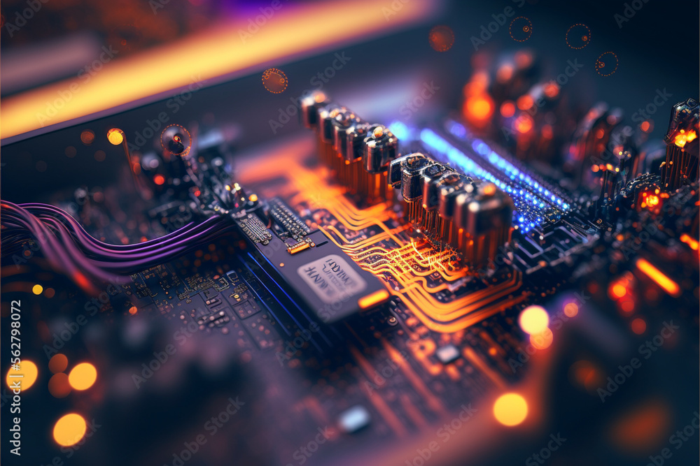 Abstract Electronic Circuit Board Background, Generative ai Stock ...