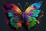 Fototapeta  - Colorful painted butterfly with wings spread out flying, Generative AI illustration
