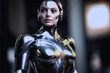 Metallic and shiny female robot 1.Generative AI. 3