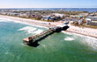 Aerial view of Cocoa beach pier, Florida. USA  Jan 2023