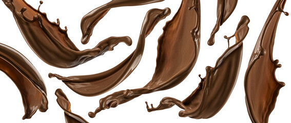 Wall Mural - Chocolate splashes isolated on white background