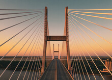 Talmadge Bridge Closeup At Sunset In Savannah, Georgia