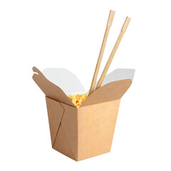 Wall Mural - Open wok paper box with chopsticks cut out