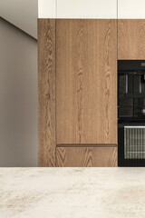 wood texture details in modern interior. Oak furniture in minimalistic interiors.