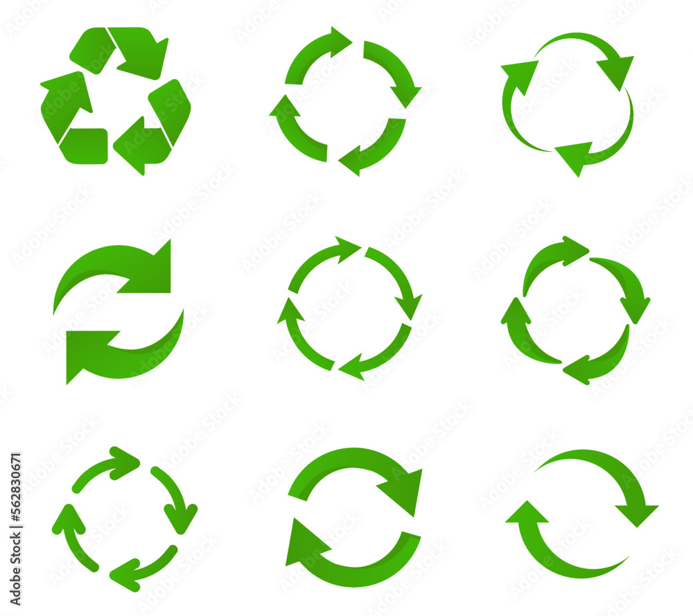 Recycle Logo Clockwise Rotation Recycle icon symbol vector. Recycling and rotation arrow icon pack ...