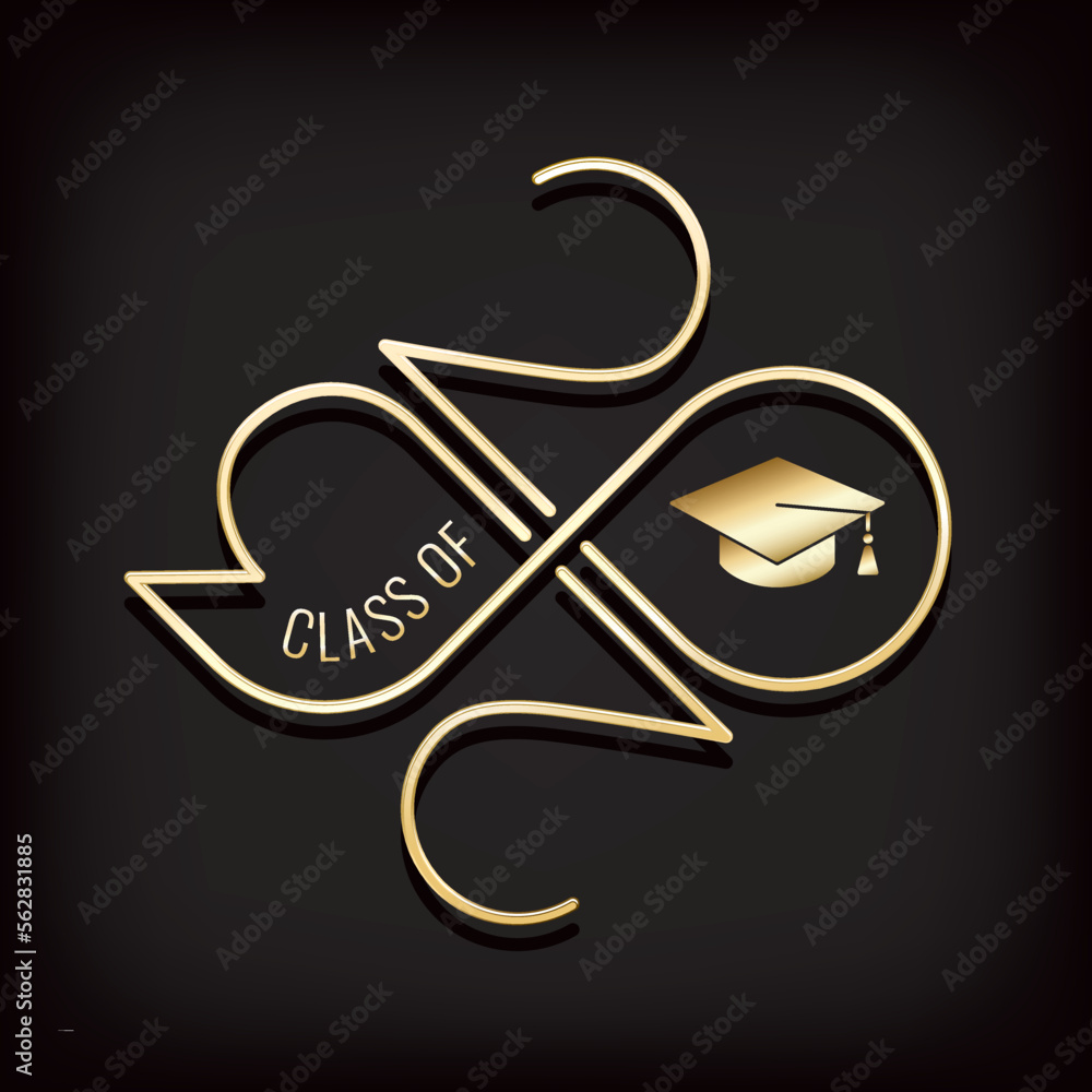 Vetor Class of 2023 Glossy Gold Style Logo with Numbers Making Mobius ...