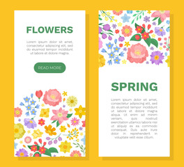 Canvas Print - Floral Card Design with Blooming Fragrant Garden Flower Vector Template