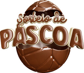 Sticker - Easter raffle label in brazilian portuguese in 3d render realistic