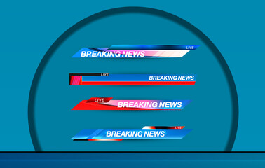 Wall Mural - TV News Bars Set Vector. Streaming Video News breaking news background  TV News show Broadcast template widescreen 