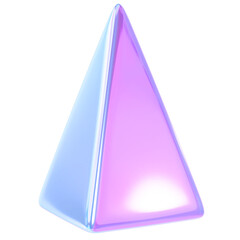 3d pyramid shape. Holographic geometric shape isolated on transparent background