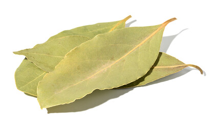 Wall Mural - Dry bay leaf on a white isolated background, close up