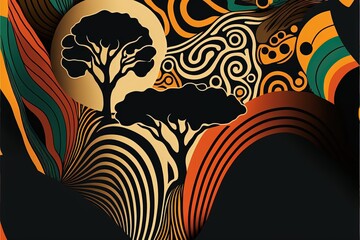 Wall Mural - Patterned background with colorful African style patterns, background. AI digital illustration