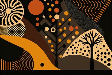 Wall Mural - Patterned background with colorful African style patterns, background. AI digital illustration