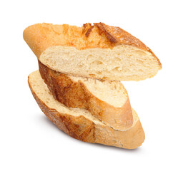 sliced baguette bread path isolated on a transparent background