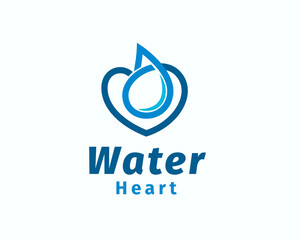 Wall Mural - water drop love heart line art logo symbol design template illustration inspiration