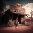 Old Saloon, Wild West Town Building, Generative AI Illustration