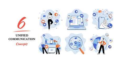 Wall Mural - unified communication metaphor. social media creative idea. online social network. business interact