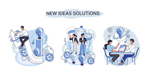 Wall Mural - Idea and creative metaphor. Smart business opportunities, direction of development, search for new solutions and direction of development. New business idea of leadership. Investing in innovation