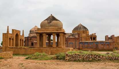 Wall Mural - Ancient mausoleum at Makli Hill in Thatta, Pakistan. Necropolis, graveyard