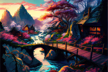 Wall Mural - Enchanted witch's hut tree - By Generative AI	