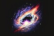 Pixel art galaxy, stardust, black hole, background in retro style for bit game, Generative AI