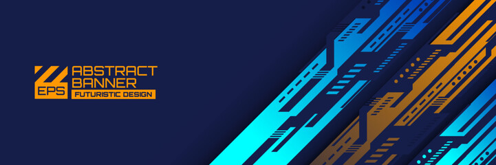 Abstract futuristic banner, cyberpunk  background vector with HUD shapes ornament, modern technology retro futurism 