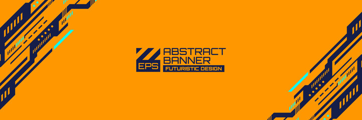 Abstract futuristic banner, cyberpunk  background vector with HUD shapes ornament, modern technology retro futurism 