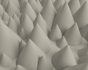 Three dimensional model. Pointed gray peaks.