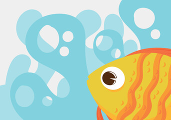 Sticker - yellow fish cartoon