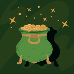 Sticker - st patricks day coin on cauldron