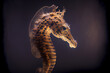 Portrait of a seahorse on a black background. generative ai