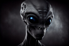 Portrait Of An Alien On A Black Background. Generative Ai