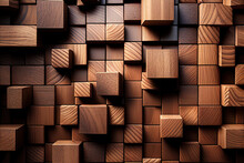 Wooden Blocks Background. Wooden Cubes Pattern, Generative Ai