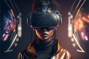 virtual reality technology vr glasses Digital devices, entertainment, future vision, stereoscopic, cyberspace, smart display interactive use science workspace online learning startup, generative ai