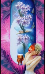 Wall Mural - woman with cocktail