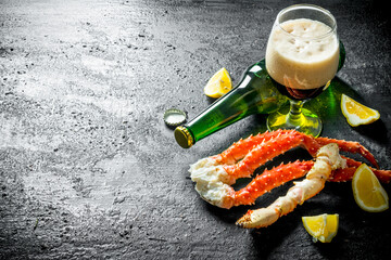 Sticker - Crab with lemon slices and beer.