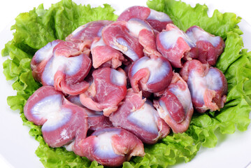 Sticker - Raw Chicken gizzards  background 