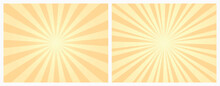 Pale Yellow Sunburst Pattern Background. Sunbeam Backdrop With Rays. Summer Banner. Vector Illustration.