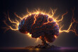 © Jiranun - Human brain and glow lightning, Generative AI.